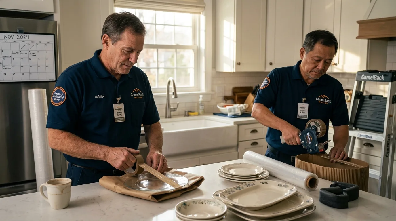 Professional crew packing kitchen dishware in Delphos, OH